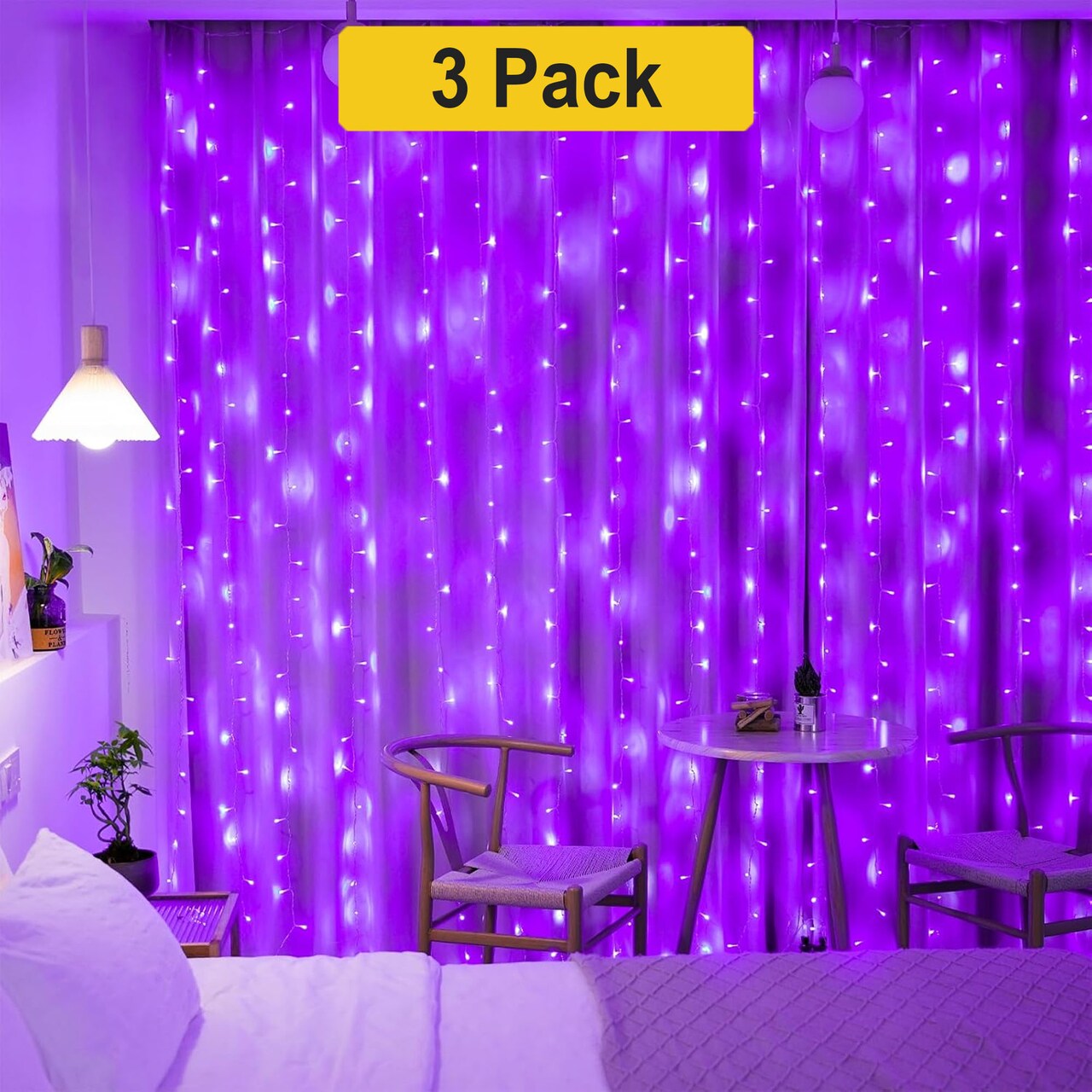 300 LED Hanging Curtain Lights — Plug-In, 8 Modes, Flexible Clear Cable